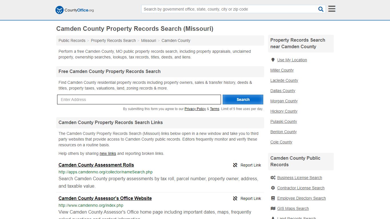 Camden County Property Records Search (Missouri) - County Office