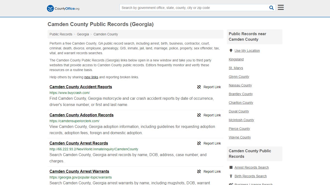 Public Records - Camden County, GA (Business, Criminal, GIS, Property ...
